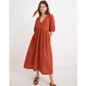 NWT Marianna Puff-Sleeve Midi Dress in Etruscan Clay Medium